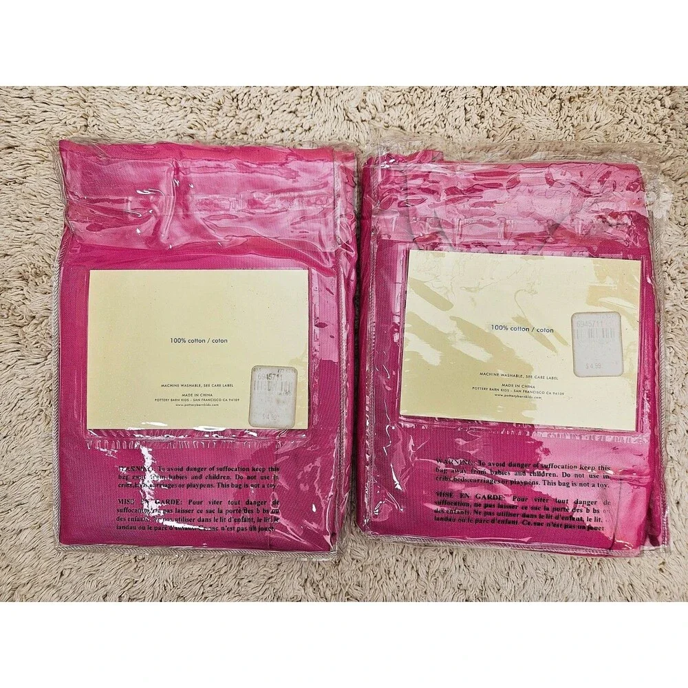2 NEW POTTERY BARN KIDS Sabrina Tapered Basket Liners Hot Pink PBK Large L